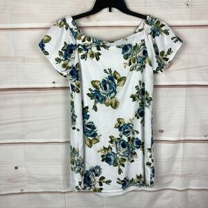 Alterd State Dress Womens Small Floral Off The Shoulder Mini White Short Woven